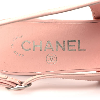 Chanel Patent Calfskin Cap Toe CC Slingback Pumps 36 Light Pink 8 of 9