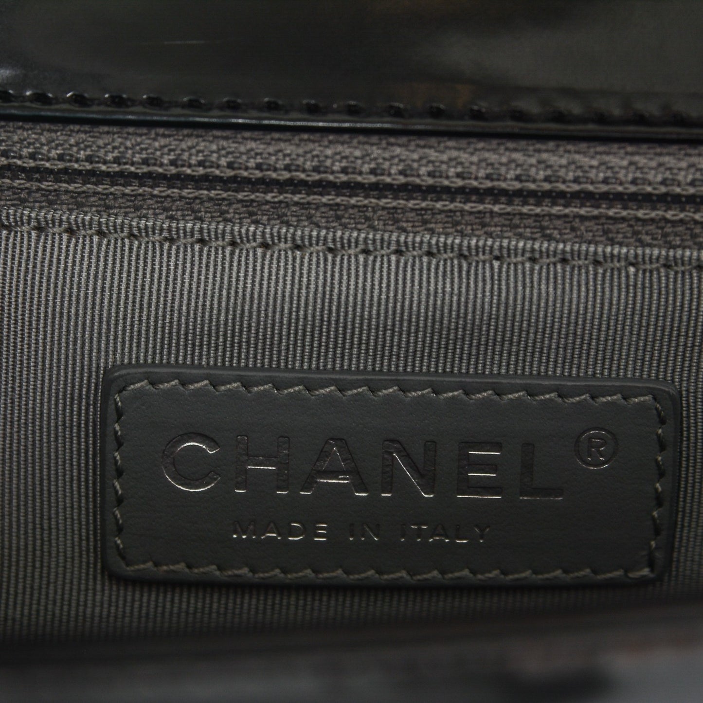 Glazed Calfskin Large Boy Flap Black
