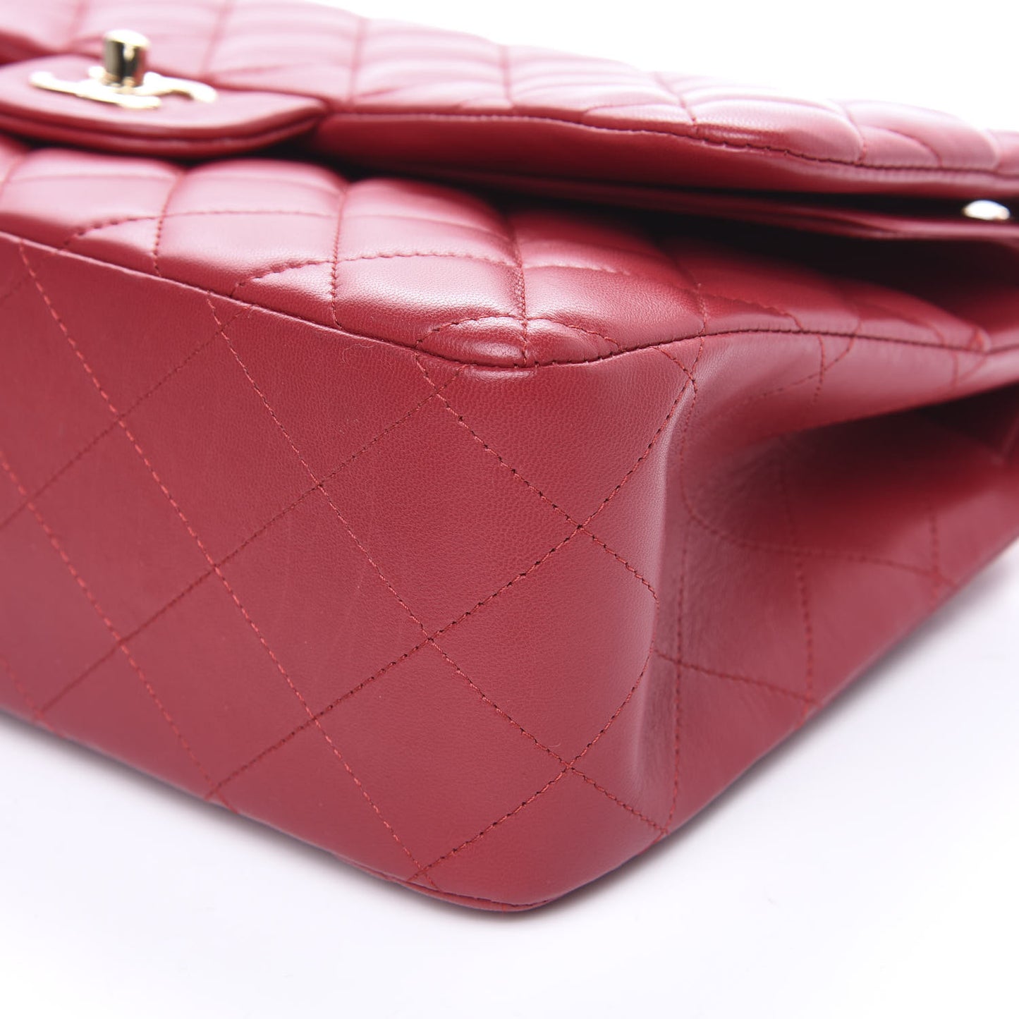 Lambskin Quilted Jumbo Double Flap Red
