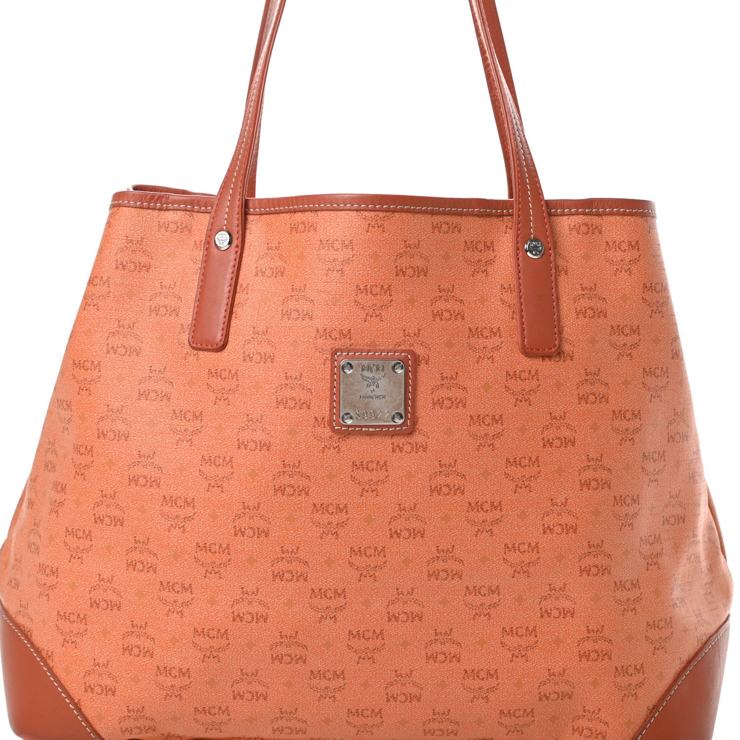MCM Coated Canvas Shopper Tote Orange 9 of 15
