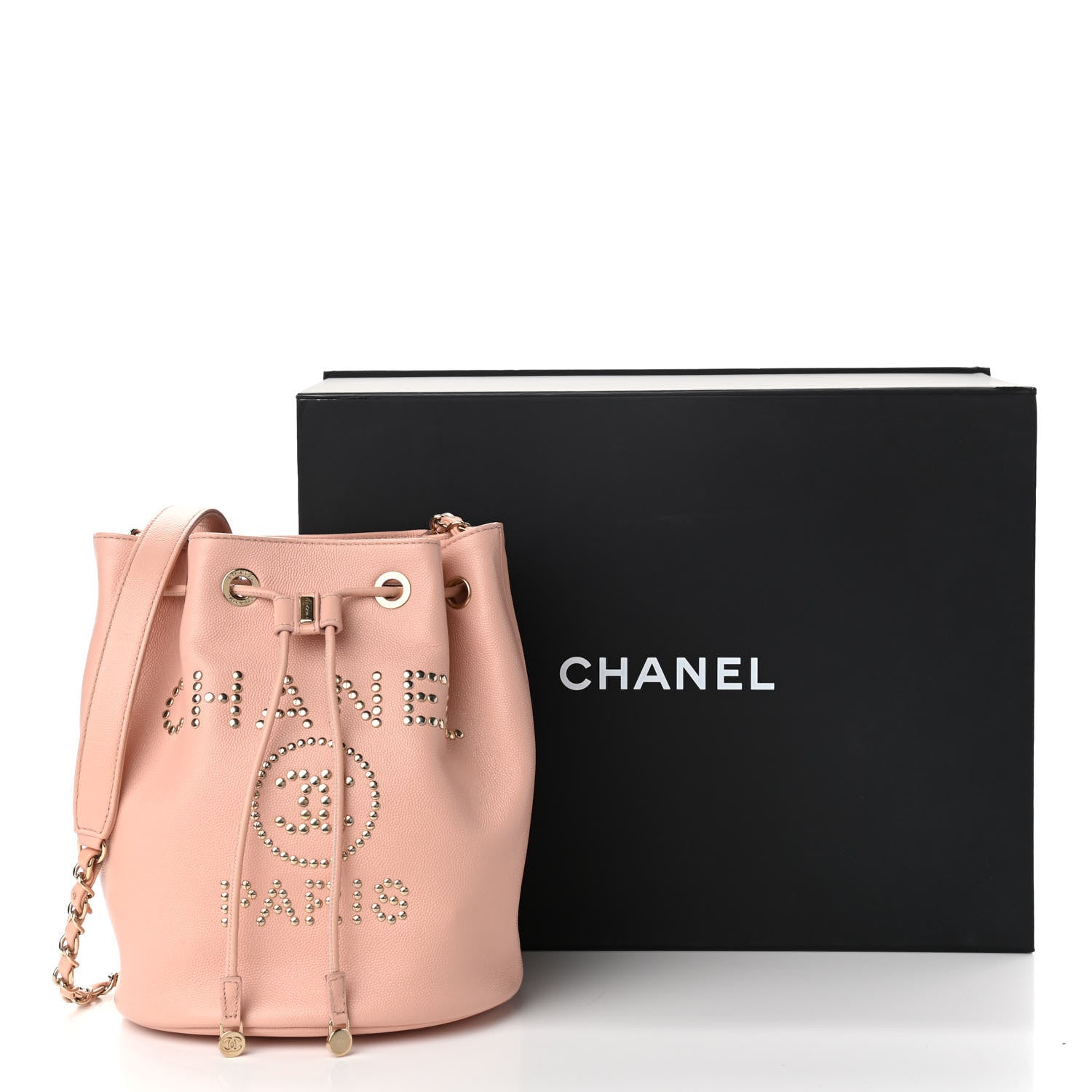 Chanel Caviar Deauville Drawstring Bucket Bag Light Pink 11 of 11
