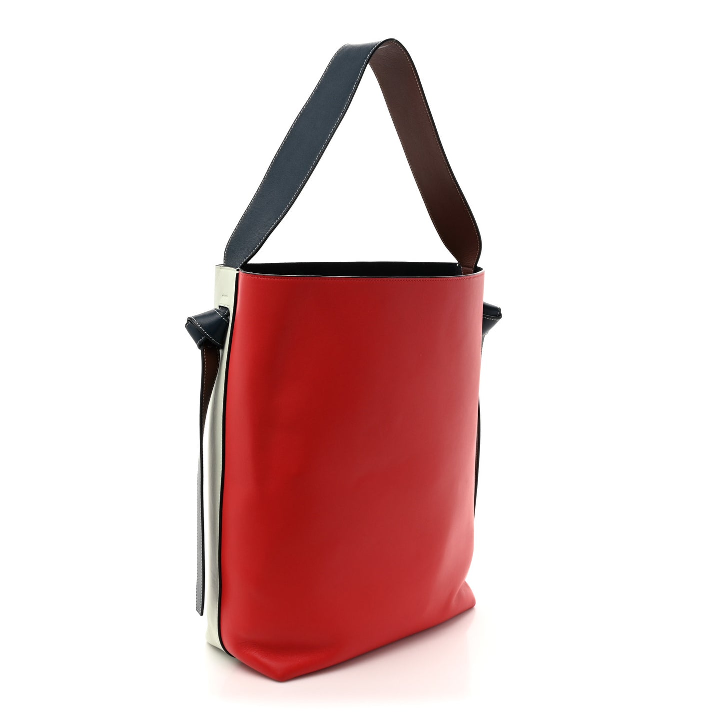 Shiny Smooth Calfskin Small Twisted Cabas Jade Bright Red