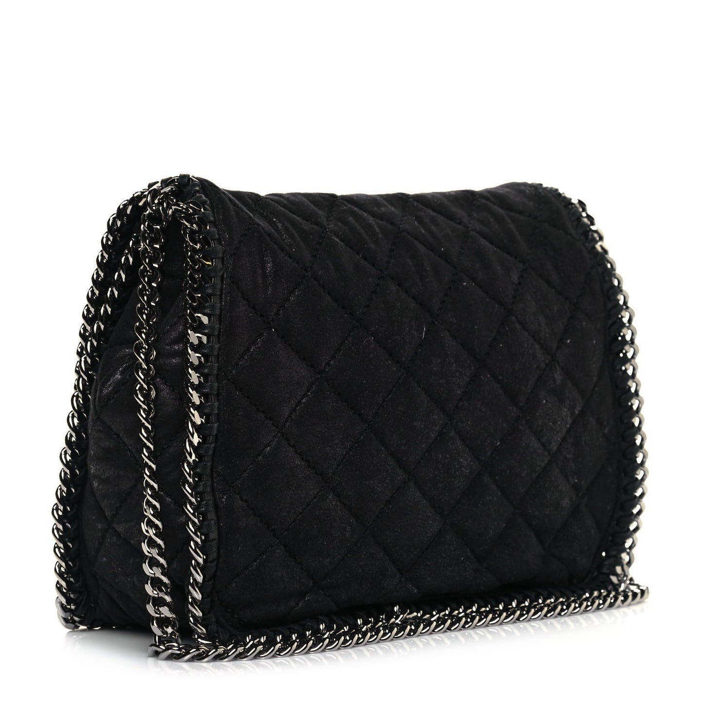 Shaggy Deer Quilted Falabella Shoulder Bag Black