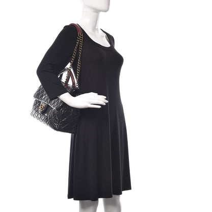 Chanel Glazed Calfskin Castle Rock Large Flap Black Burgundy 2 of 12