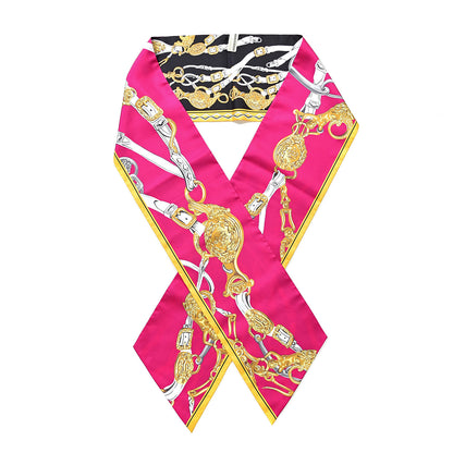 Hermes Silk Brides De Gala Maxi Twilly Fuchsia Noir Vieil Or 1 of 3