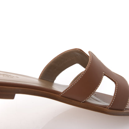 Hermes Box Calfskin Oran Sandals 39 Gold 8 of 9