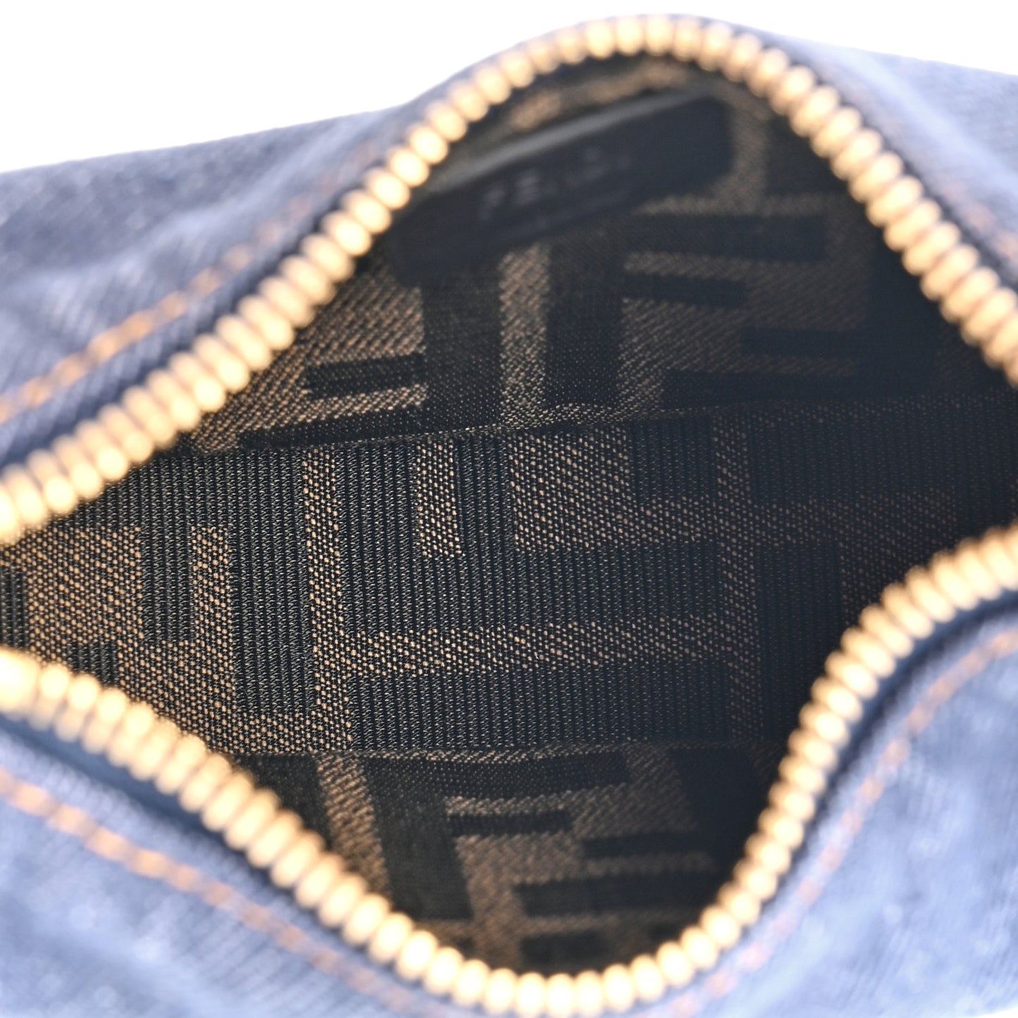 Denim Shiny Nappa Nano Fendigraphy Hobo Charm Blue Moro