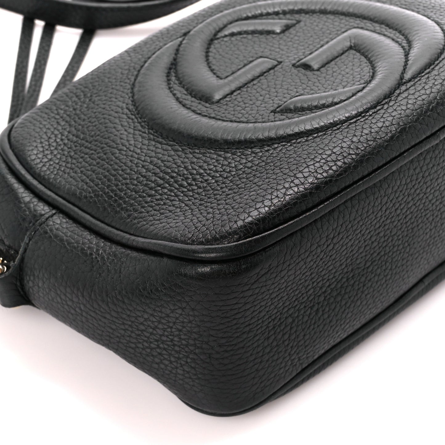 Pebbled Calfskin Small Soho Disco Bag Black