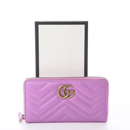 Gucci Calfskin Matelasse GG Marmont Zip Around Wallet Candy Mousse 6 of 6