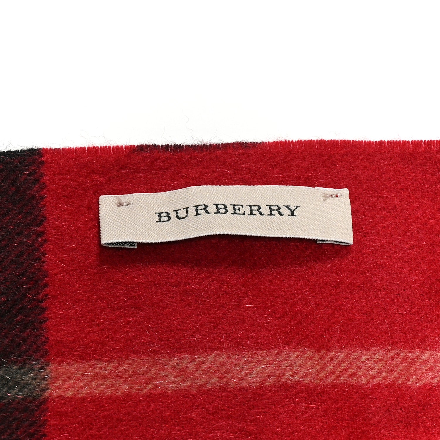 Burberry Cashmere Giant Check Animal Print Fringe Scarf Red 3 of 4