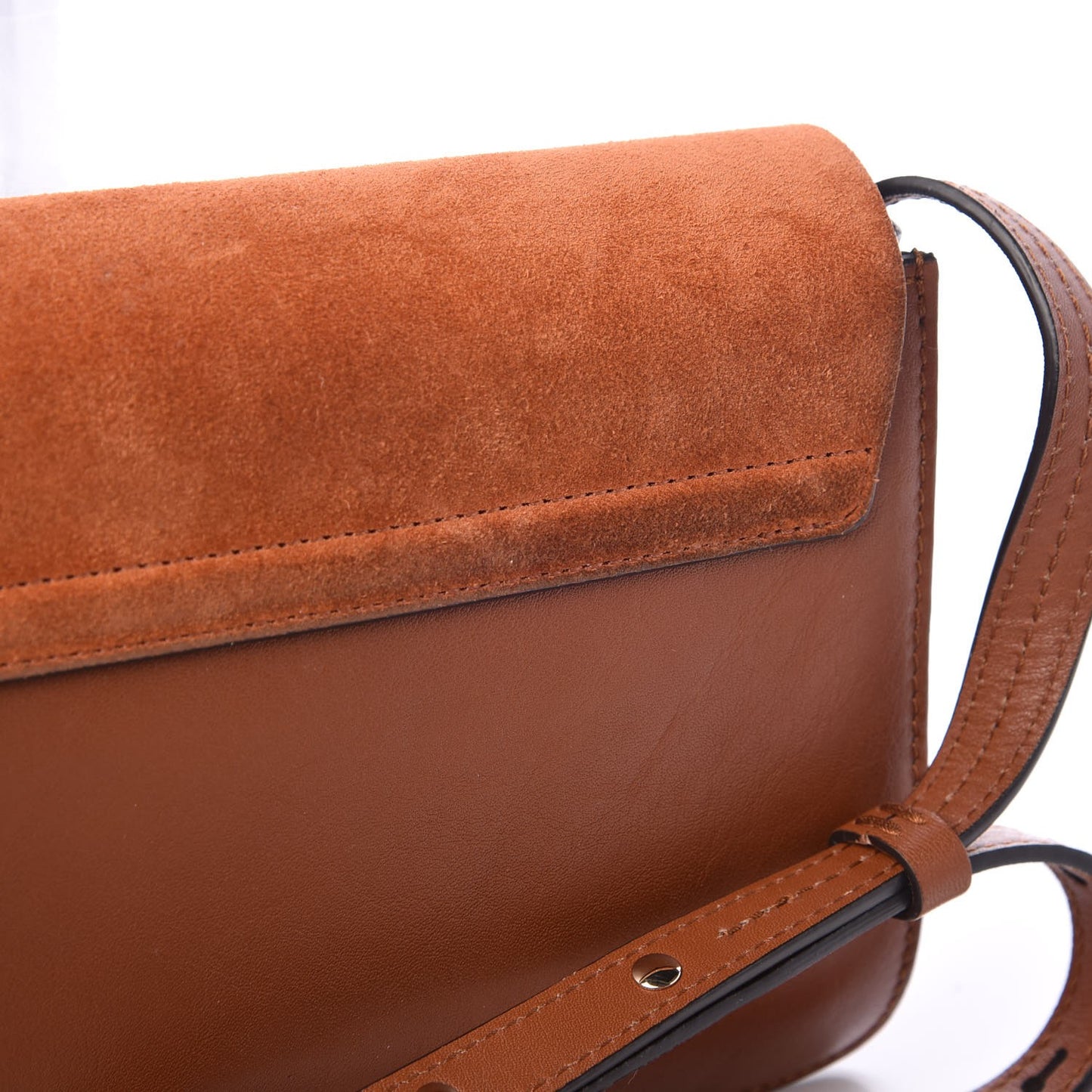 Suede Calfskin Small Faye Shoulder Bag Tobacco