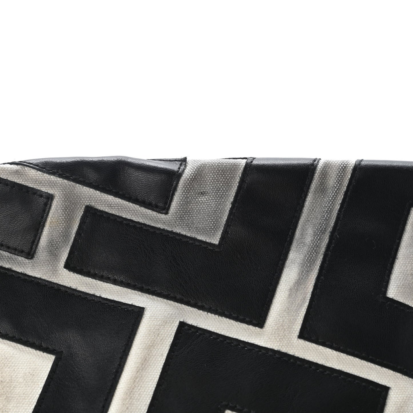 Calfskin Logo Patchwork Cabas Black White
