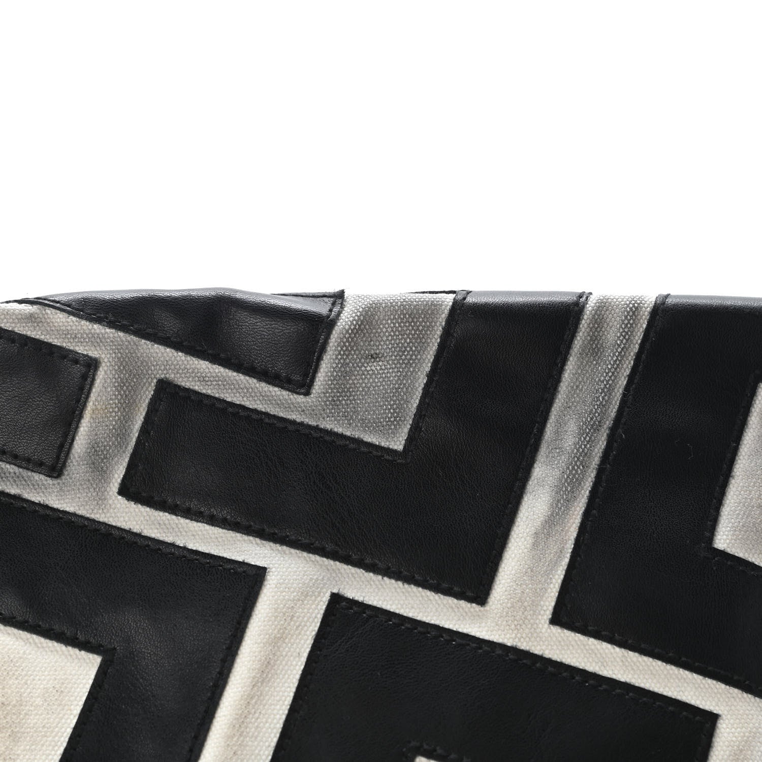 Celine Calfskin Logo Patchwork Cabas Black White 11 of 11