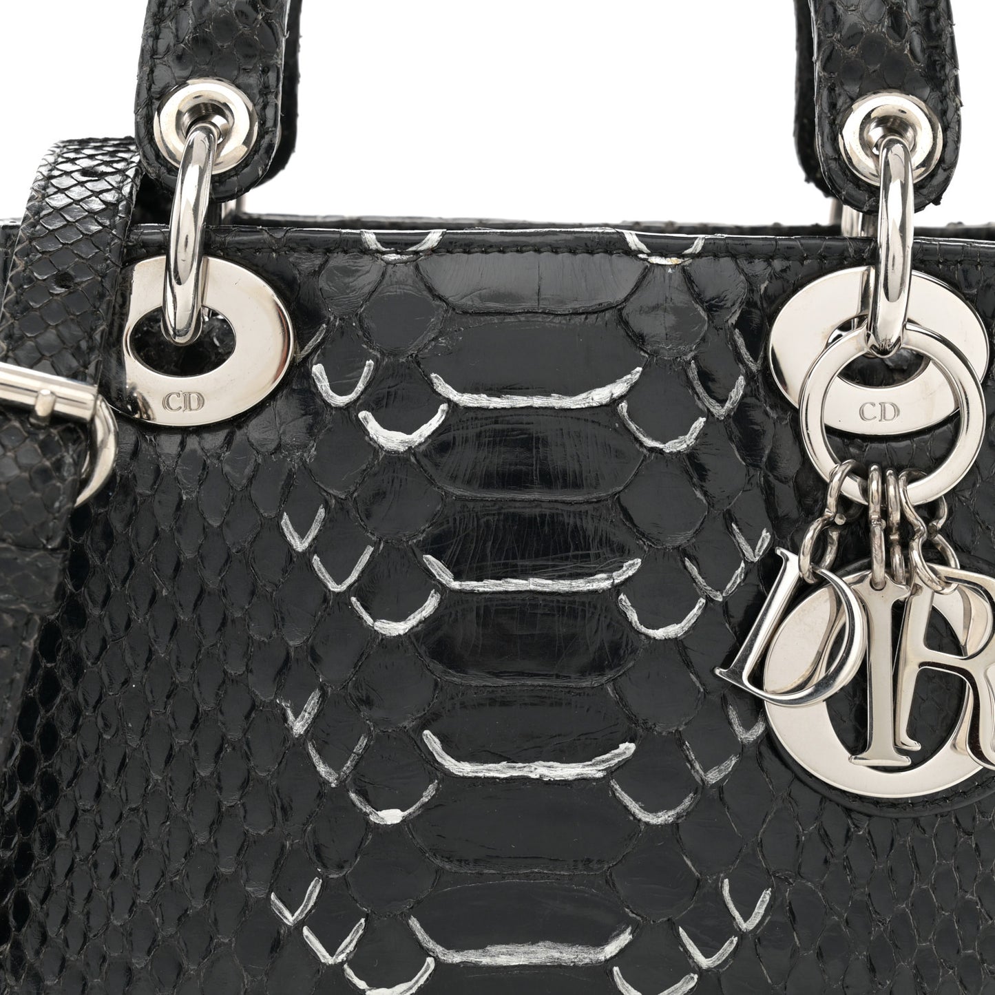Snakeskin Mini Lady Dior Black