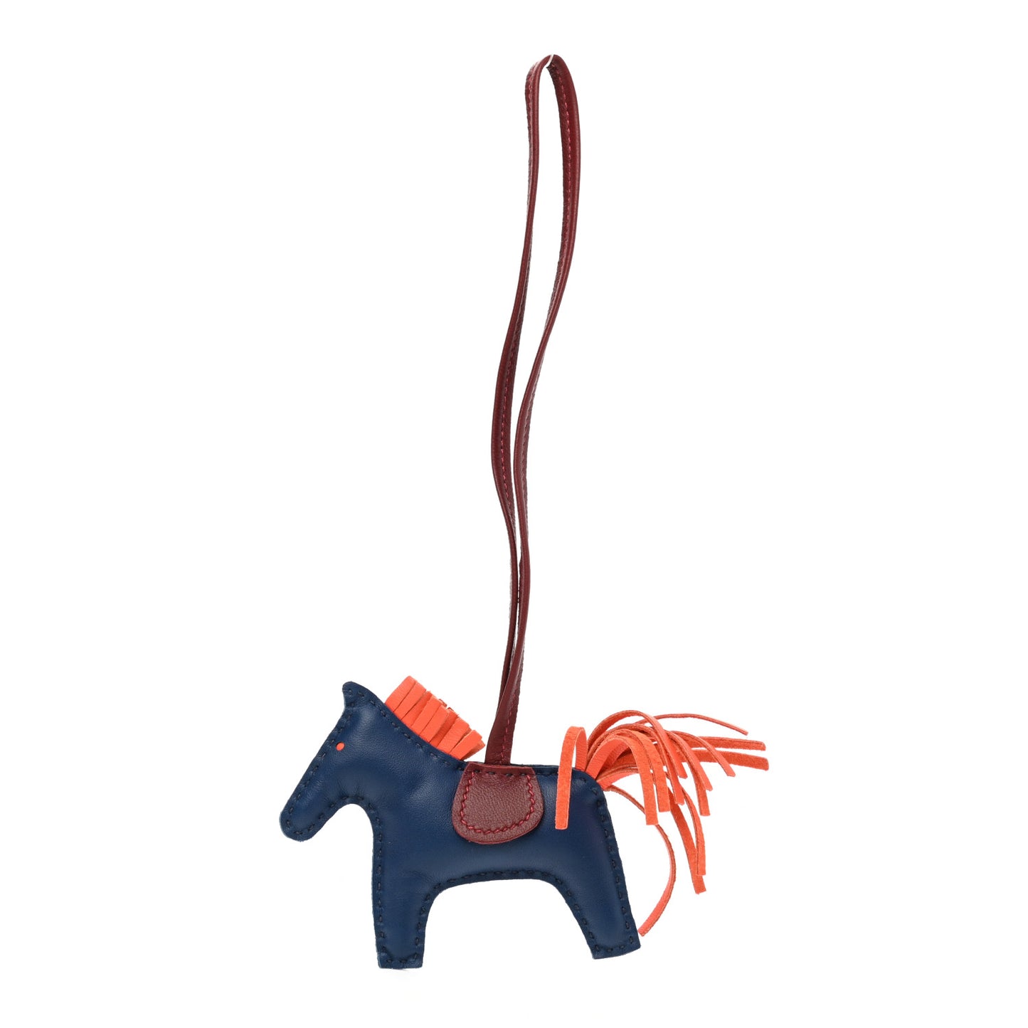 Milo Lambskin Grigri Rodeo Horse Bag Charm PM Bleu de Malte Rouge H Peony