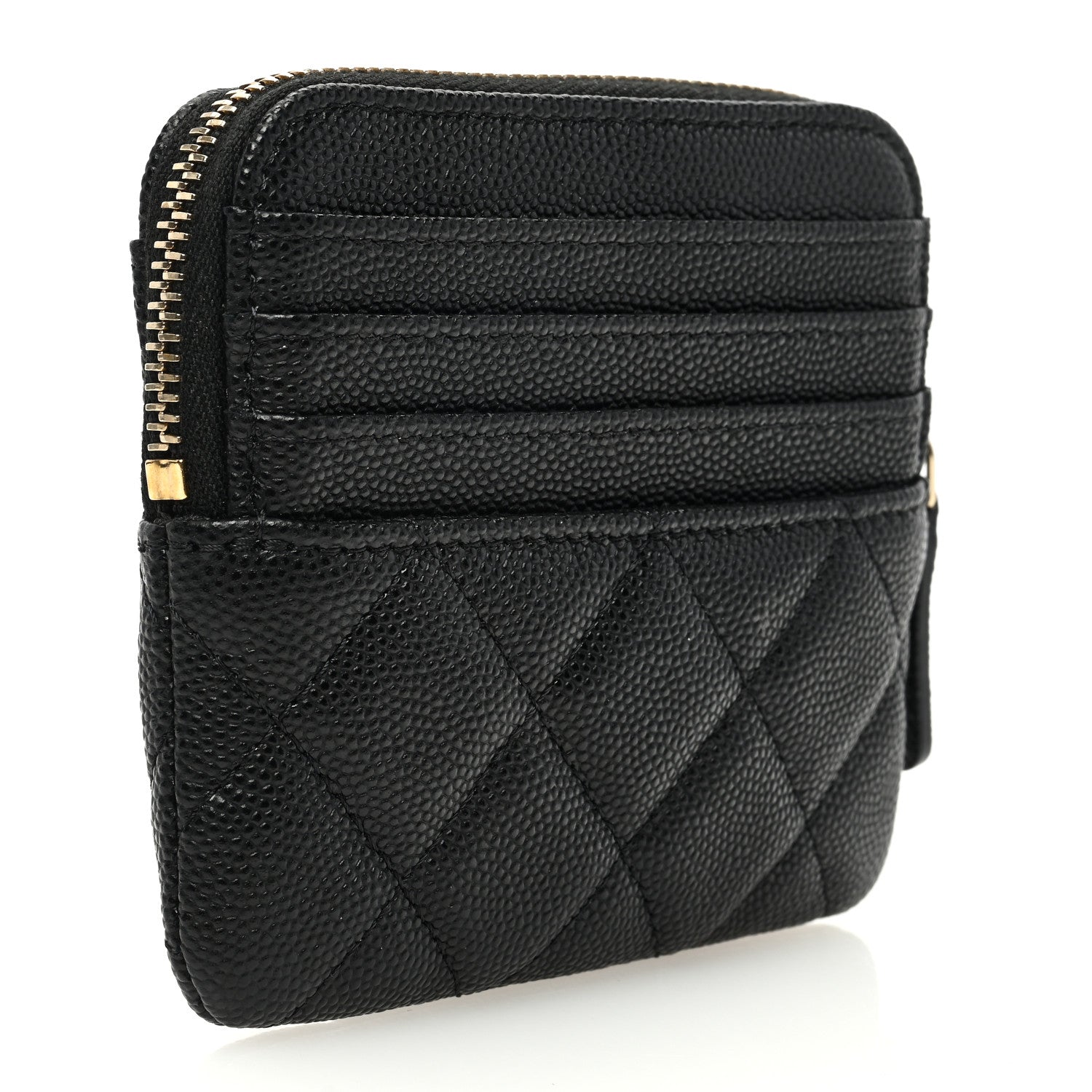 Chanel Caviar Quilted Zip Card Holder Wallet Black 3 of 8