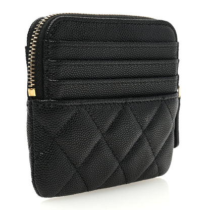 Chanel Caviar Quilted Zip Card Holder Wallet Black 3 of 8