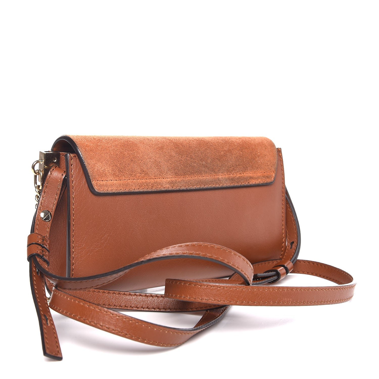 Chloe Suede Calfskin Mini Faye Shoulder Bag Tobacco 3 of 9