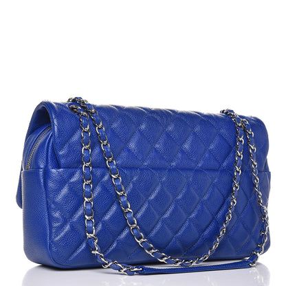 Chanel Caviar Quilted Jumbo Easy Flap Blue 3 of 9