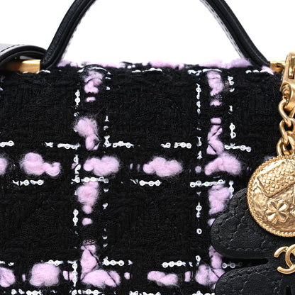 Chanel Tweed Calfskin School Memory Mini Top Handle Flap Black Pink White 8 of 10