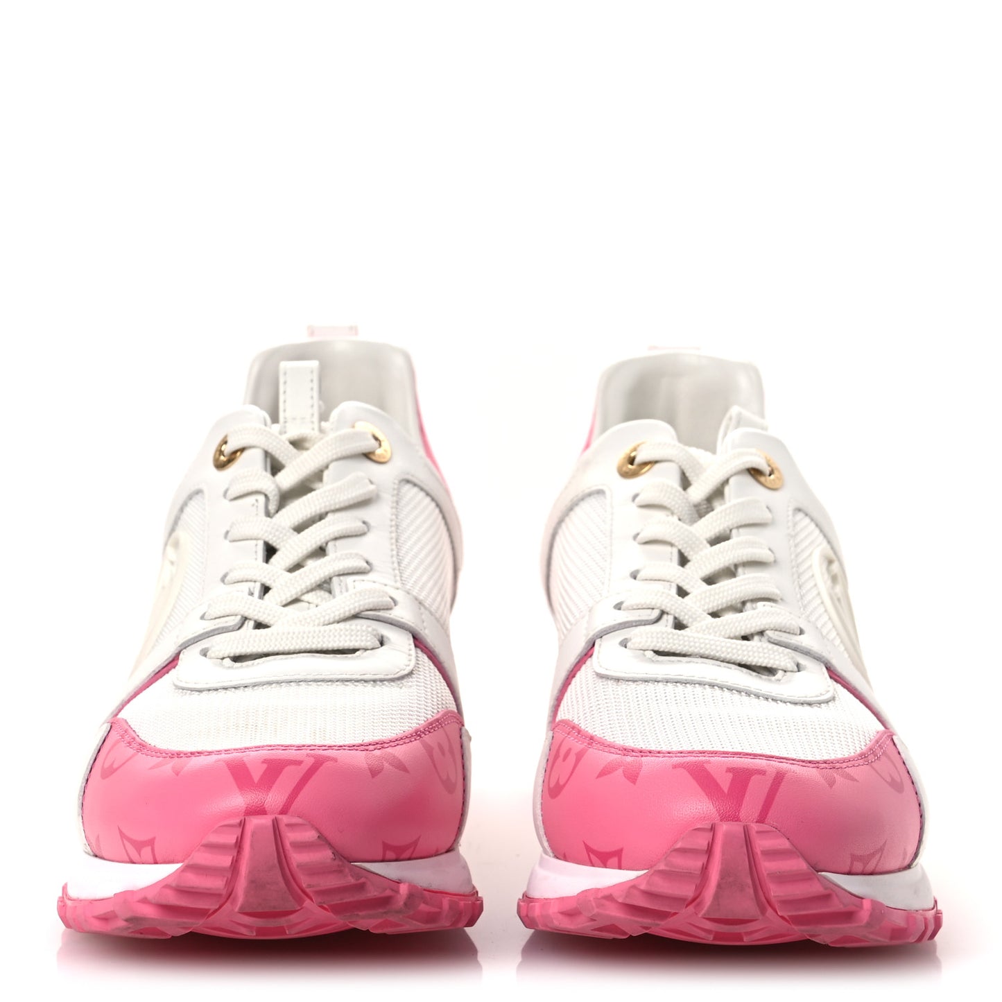 Calfskin Monogram Run Away Sneakers 38.5 White Pink