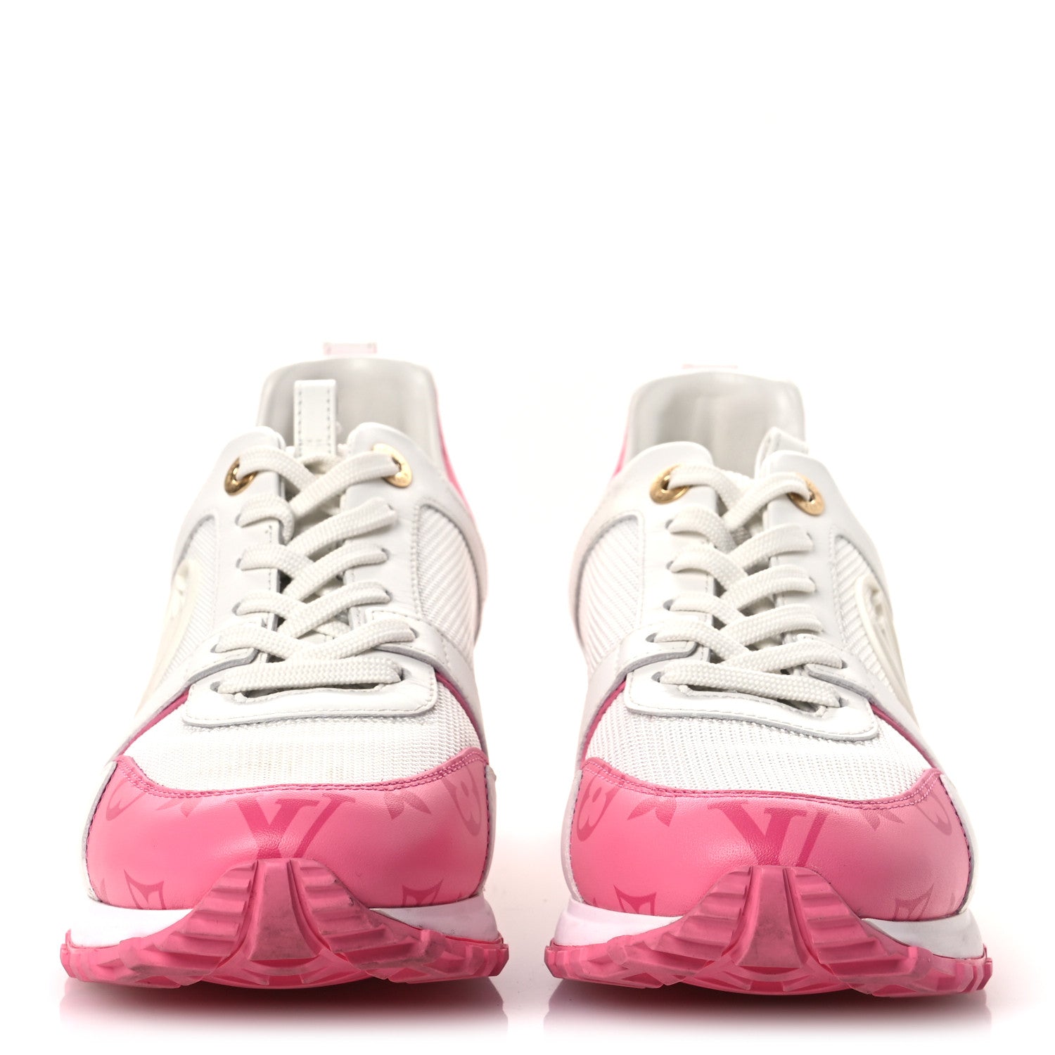 Louis Vuitton Calfskin Monogram Run Away Sneakers 38.5 White Pink 3 of 14