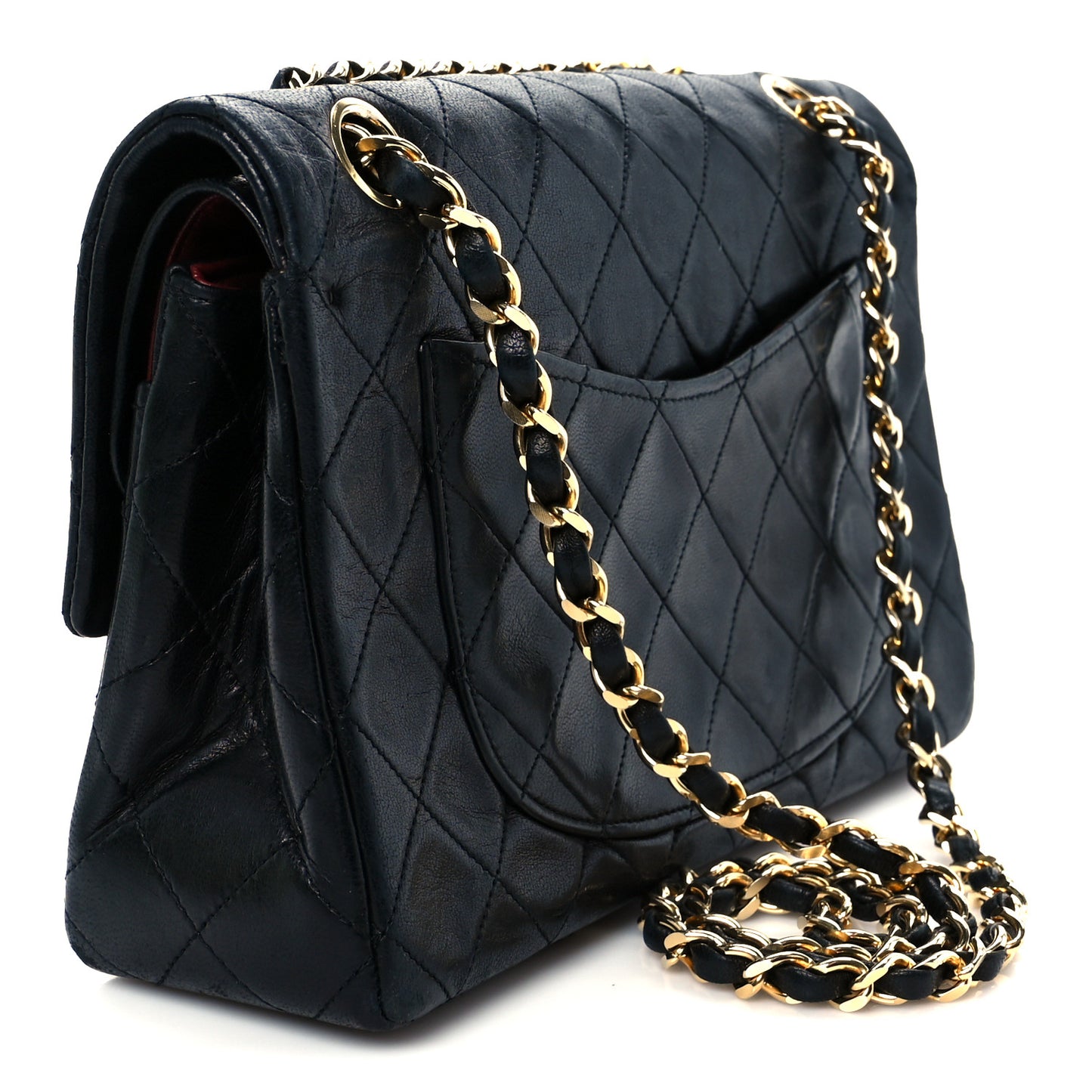 Lambskin Quilted Small Double Flap Black