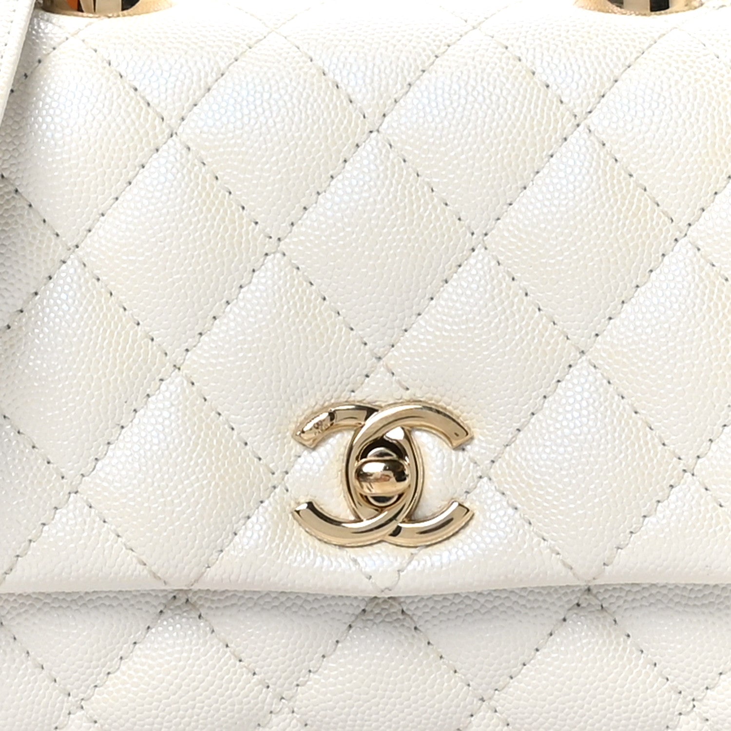 Chanel Iridescent Caviar Quilted Extra Mini Coco Handle Flap White 8 of 11
