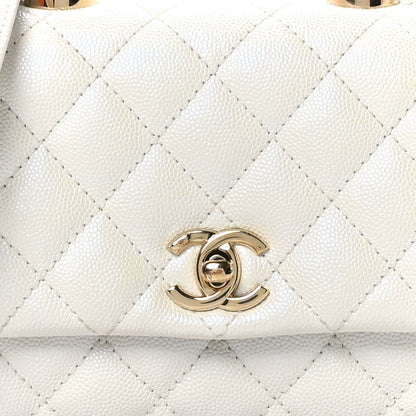 Chanel Iridescent Caviar Quilted Extra Mini Coco Handle Flap White 8 of 11