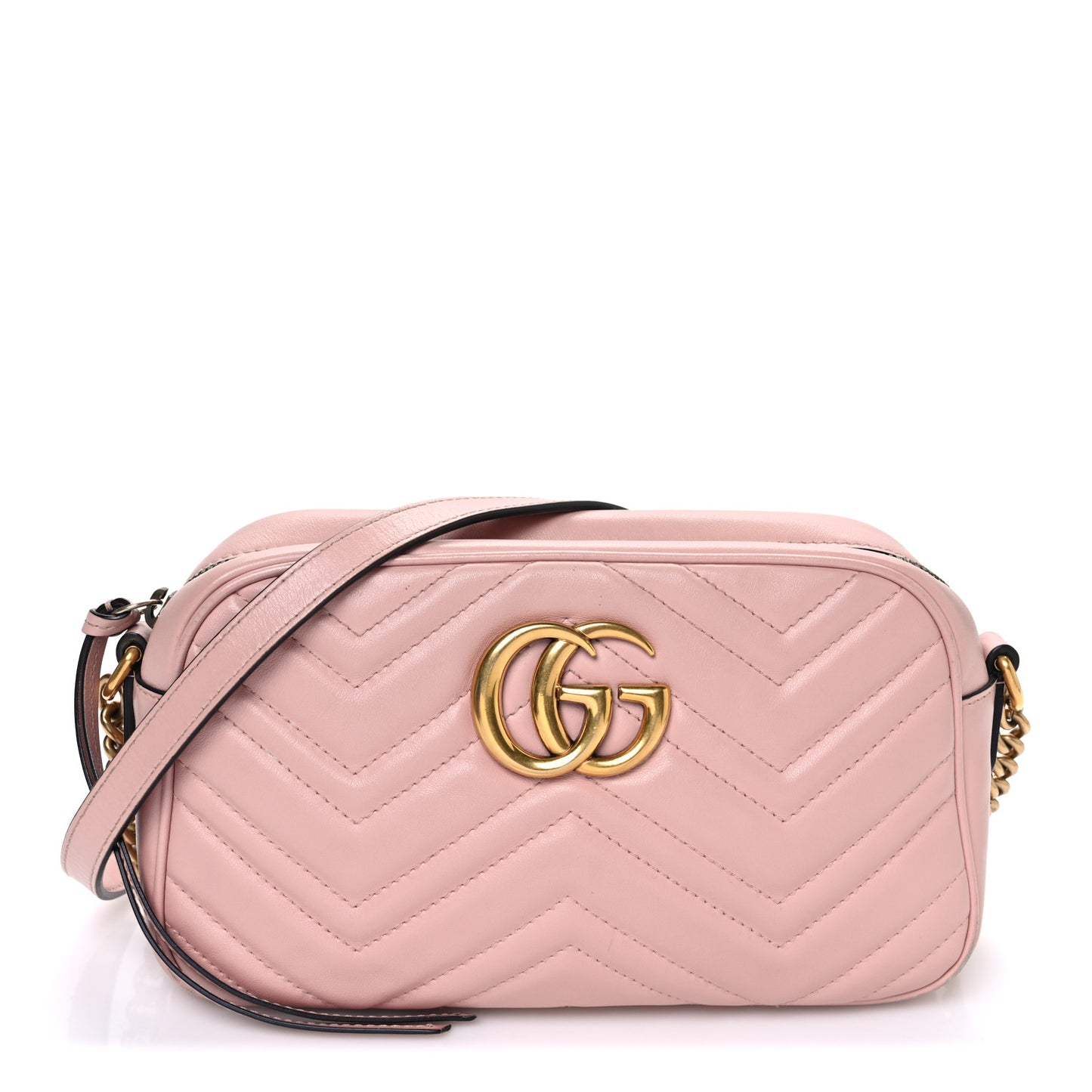 Calfskin Matelasse Small GG Marmont Chain Shoulder Bag Perfect Pink