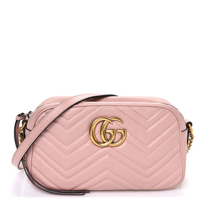 Gucci Calfskin Matelasse Small GG Marmont Chain Shoulder Bag Perfect Pink 1 of 12