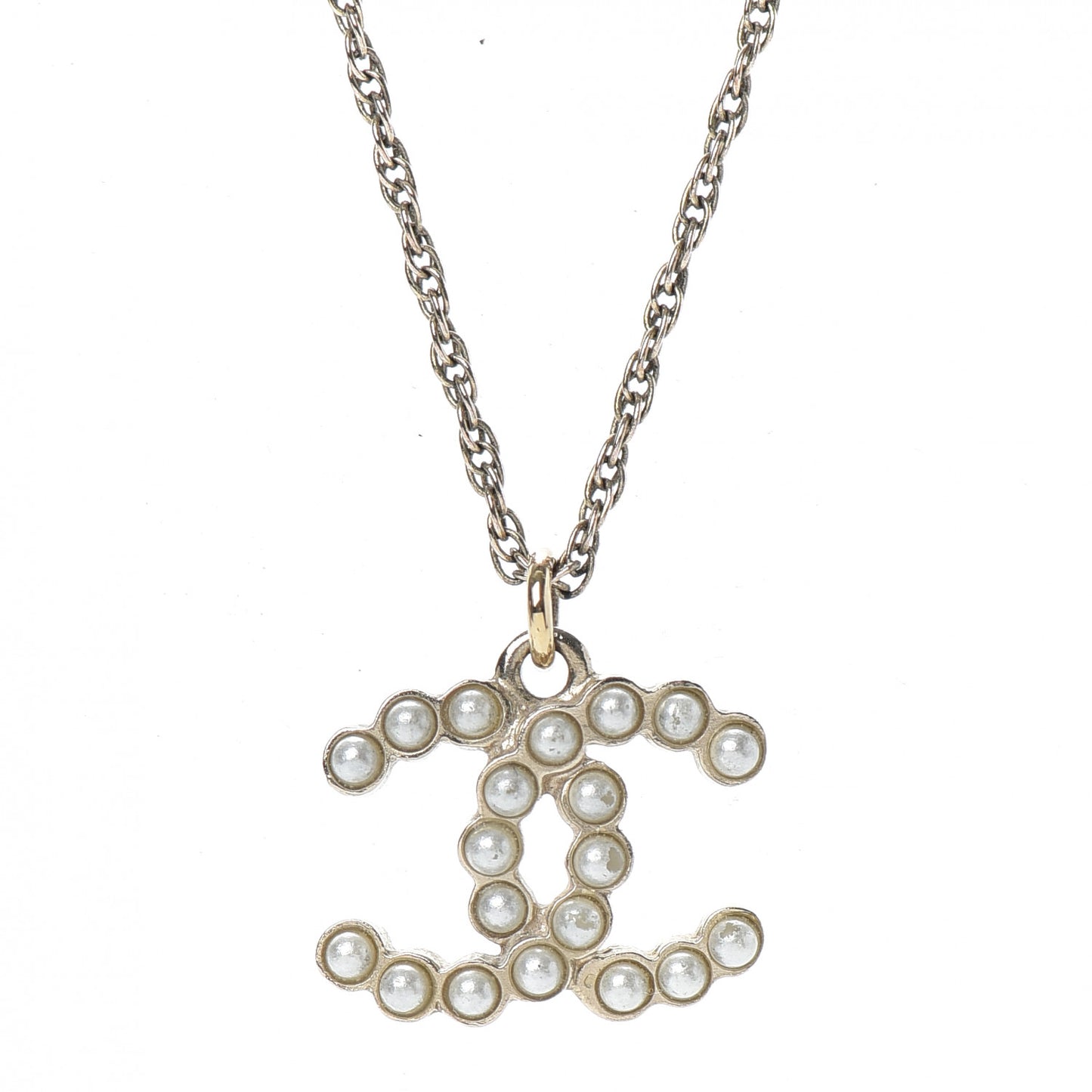 Pearl CC Pendant Necklace Gold