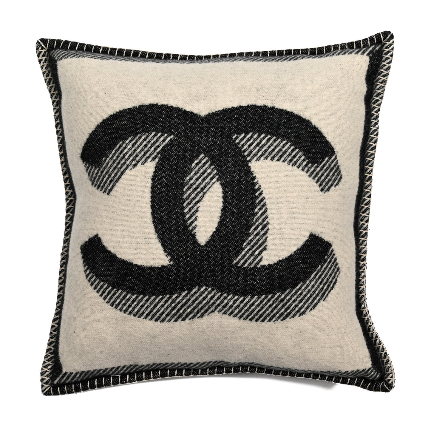 Merino Wool Cashmere CC Pillow Beige Black