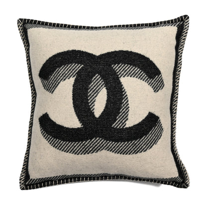 Chanel Merino Wool Cashmere CC Pillow Beige Black 1 of 3