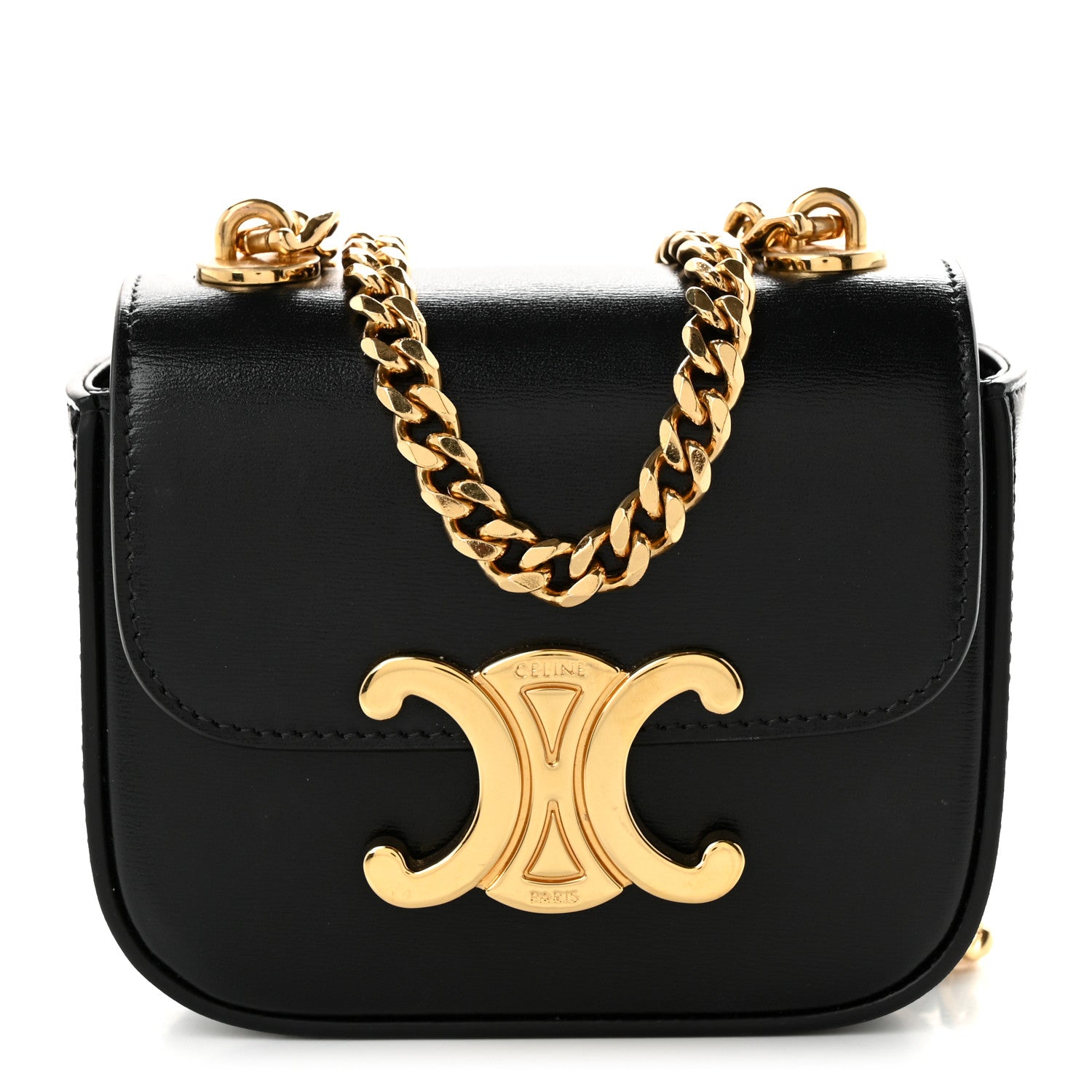 Celine Shiny Calfskin Mini Chain Claude Black 1 of 11