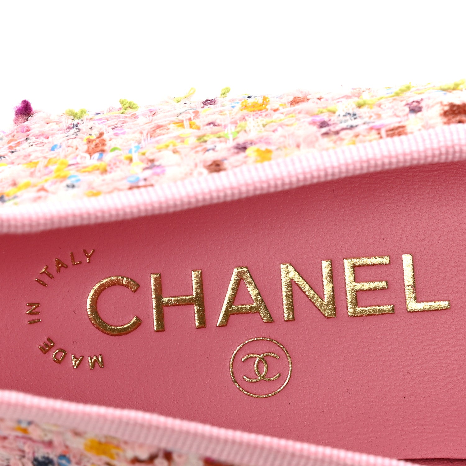 Chanel Tweed Sequin Grosgrain Cap Toe Ballet Flats 36.5 Light Pink Multicolor Black 8 of 9