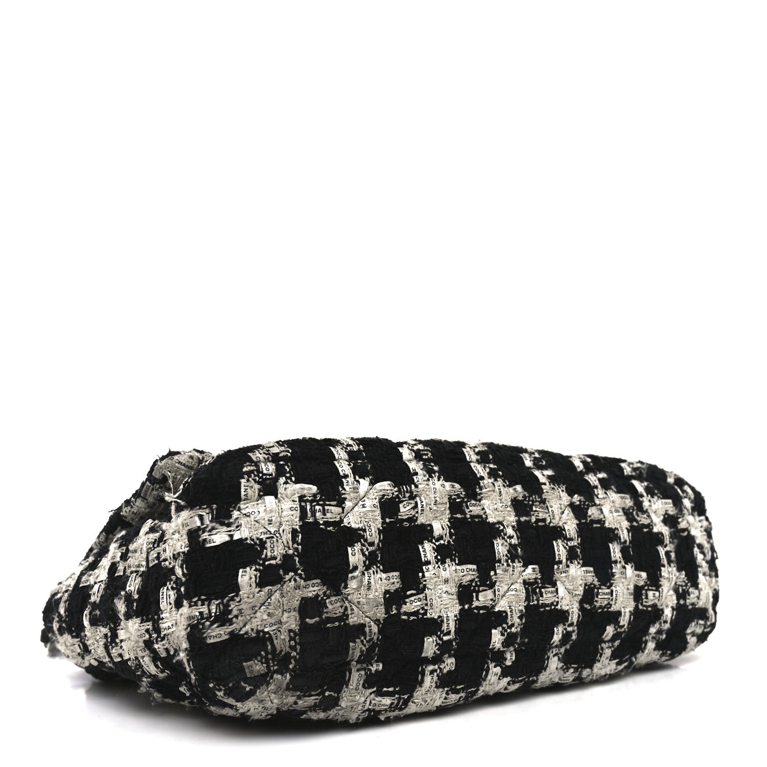 Chanel Tweed Quilted Large Chanel 19 Flap Black Ecru White 4 of 12