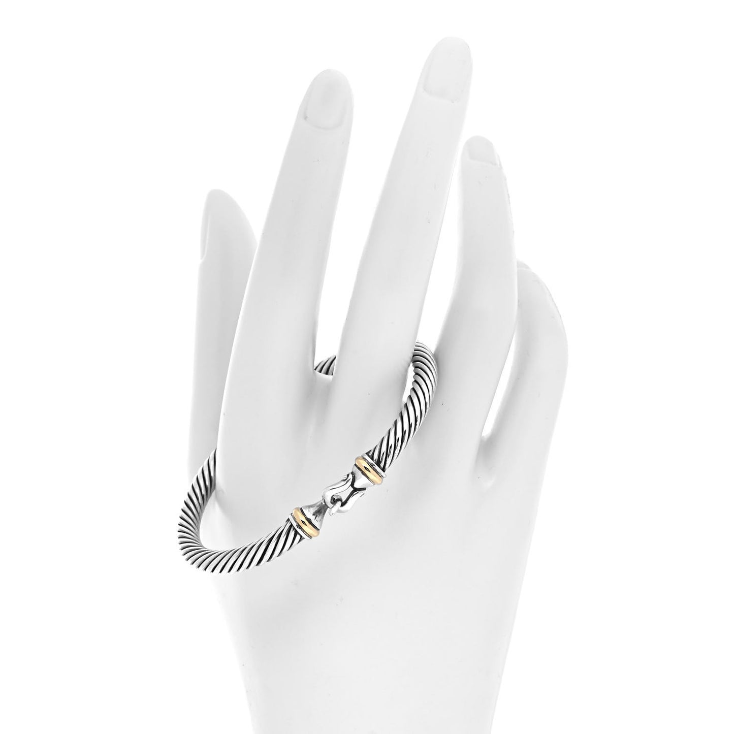 Sterling Silver 18K Yellow Gold 5mm Cable Classic Buckle Bracelet
