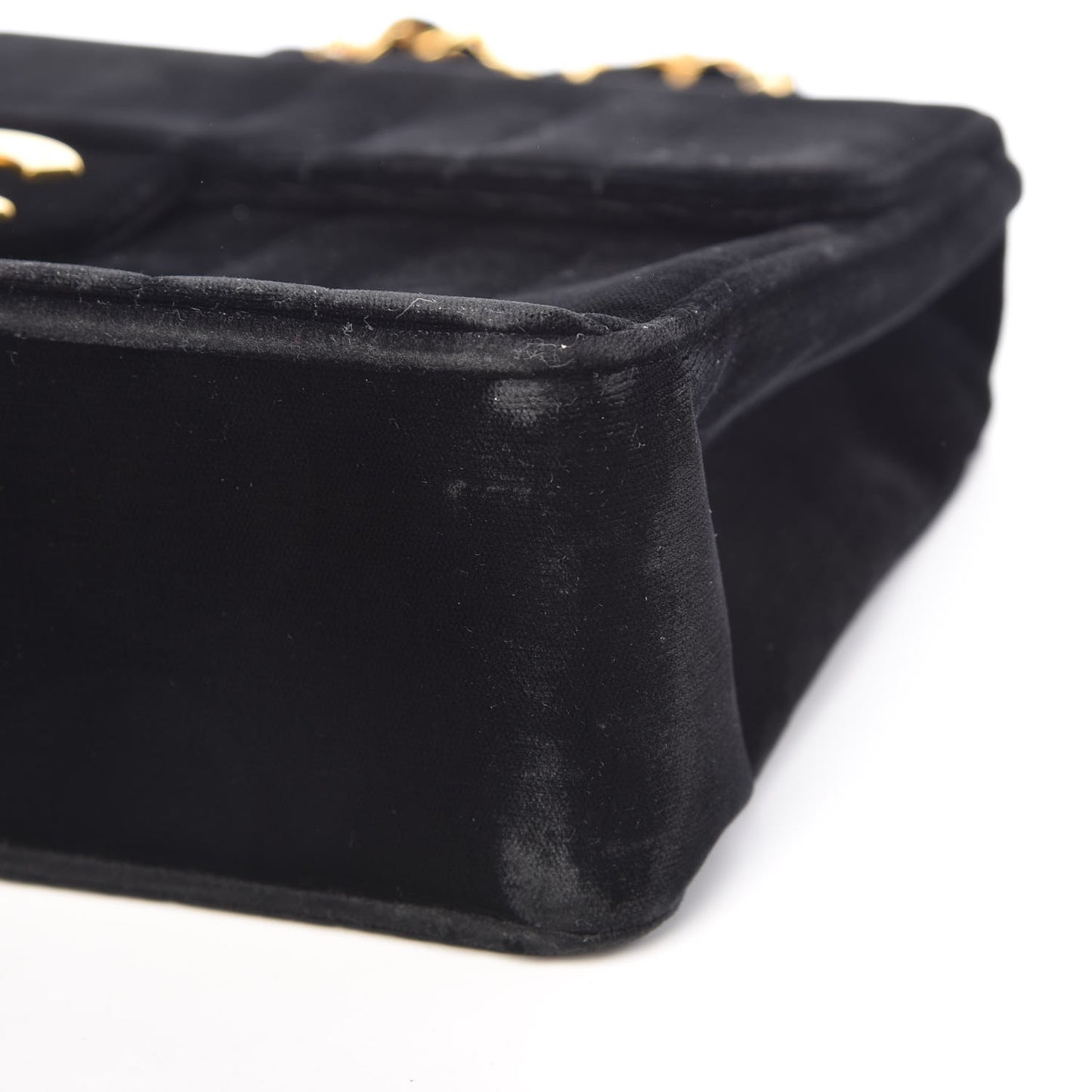 Velvet Vertical Quilted Jumbo Single Flap Black