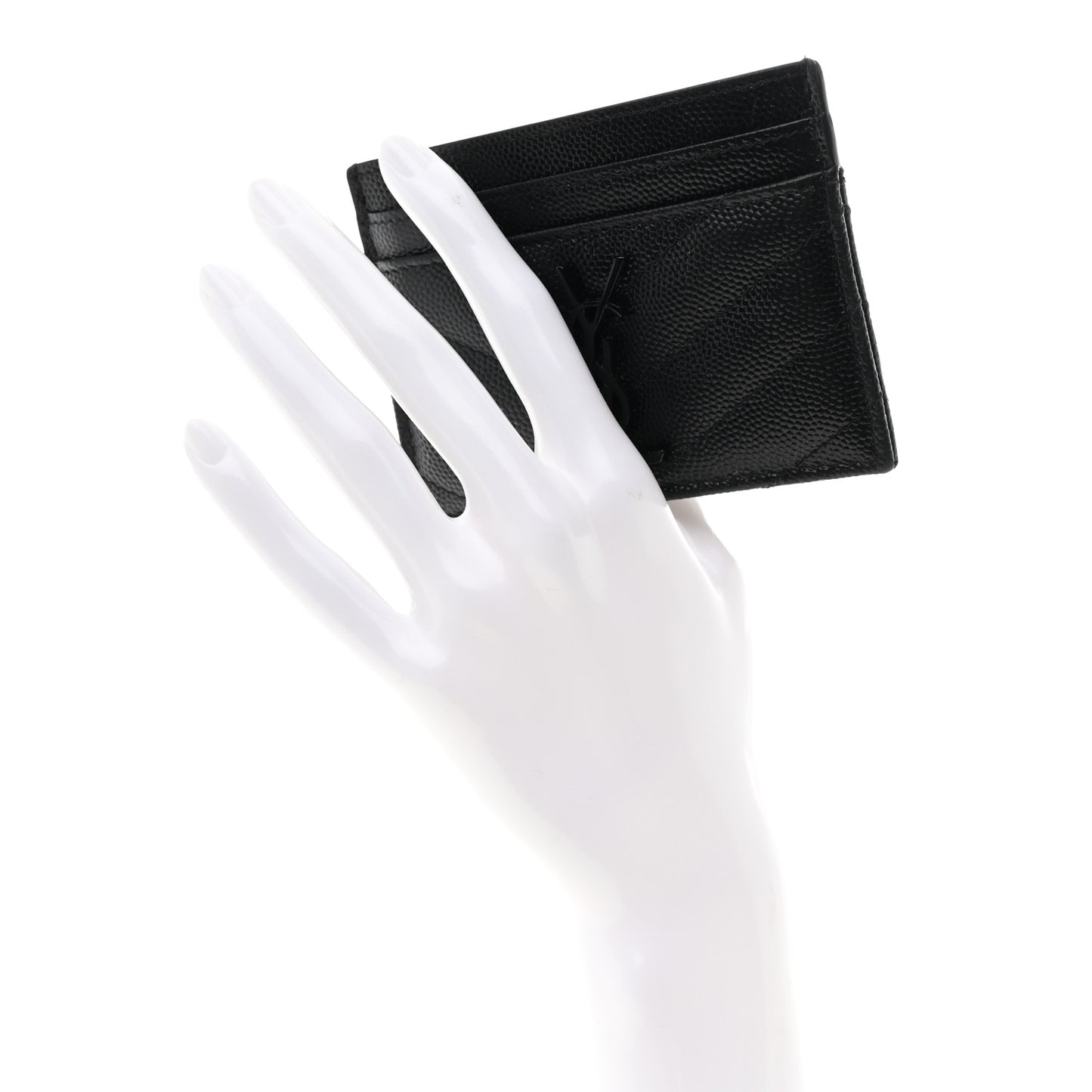 Grain De Poudre Matelasse Chevron Monochrome Monogram Credit Card Case Black