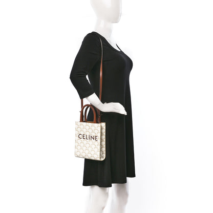 Celine Triomphe Canvas Calfskin Mini Vertical Cabas White 2 of 7