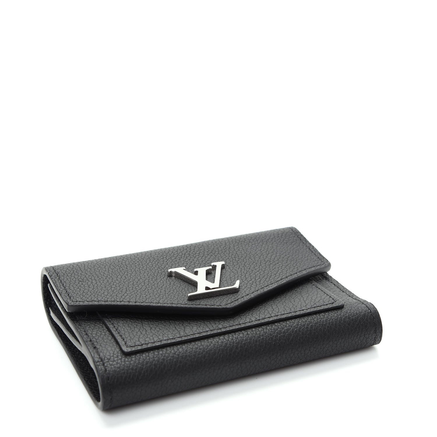Louis Vuitton Soft Calfskin My Lockme Compact Wallet Black 4 of 8