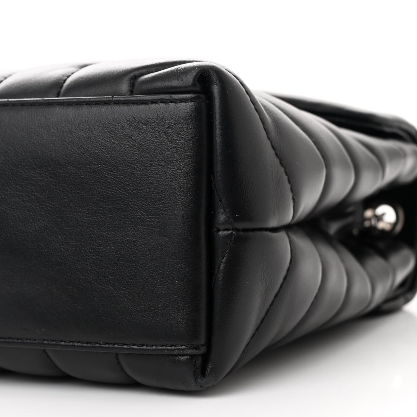Calfskin Y Quilted Monogram Small Loulou Chain Satchel Black