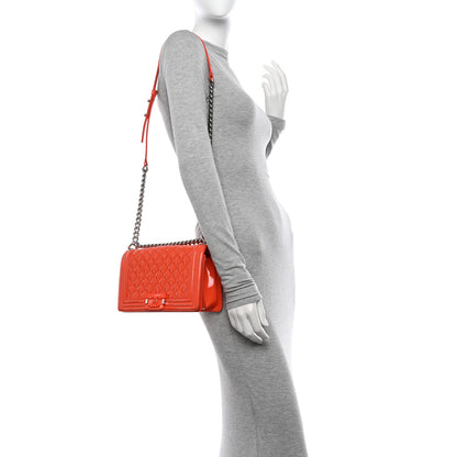 Chanel Patent Calfskin Quilted Medium Plexiglass Boy Flap Orange 2 of 13