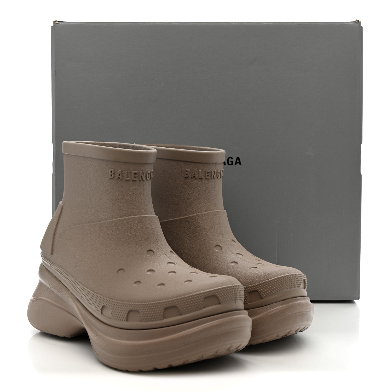 Balenciaga X CROCS Rubber Womens Low Top Rain Boots 39 Beige 9 of 9