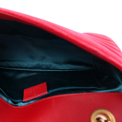 Gucci Velvet Matelasse Mini GG Marmont Shoulder Bag Hibiscus Red 5 of 10