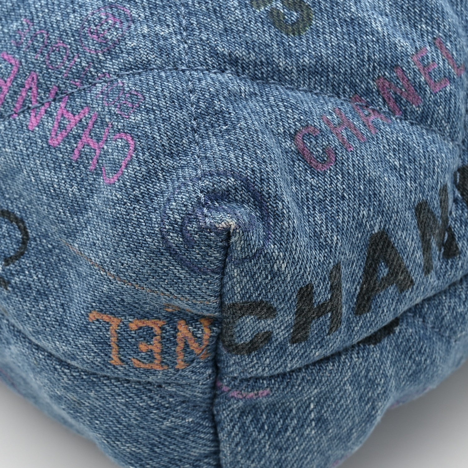 Chanel Denim Quilted Denim Mood Maxi Shopping Bag Blue Multicolor 12 of 12