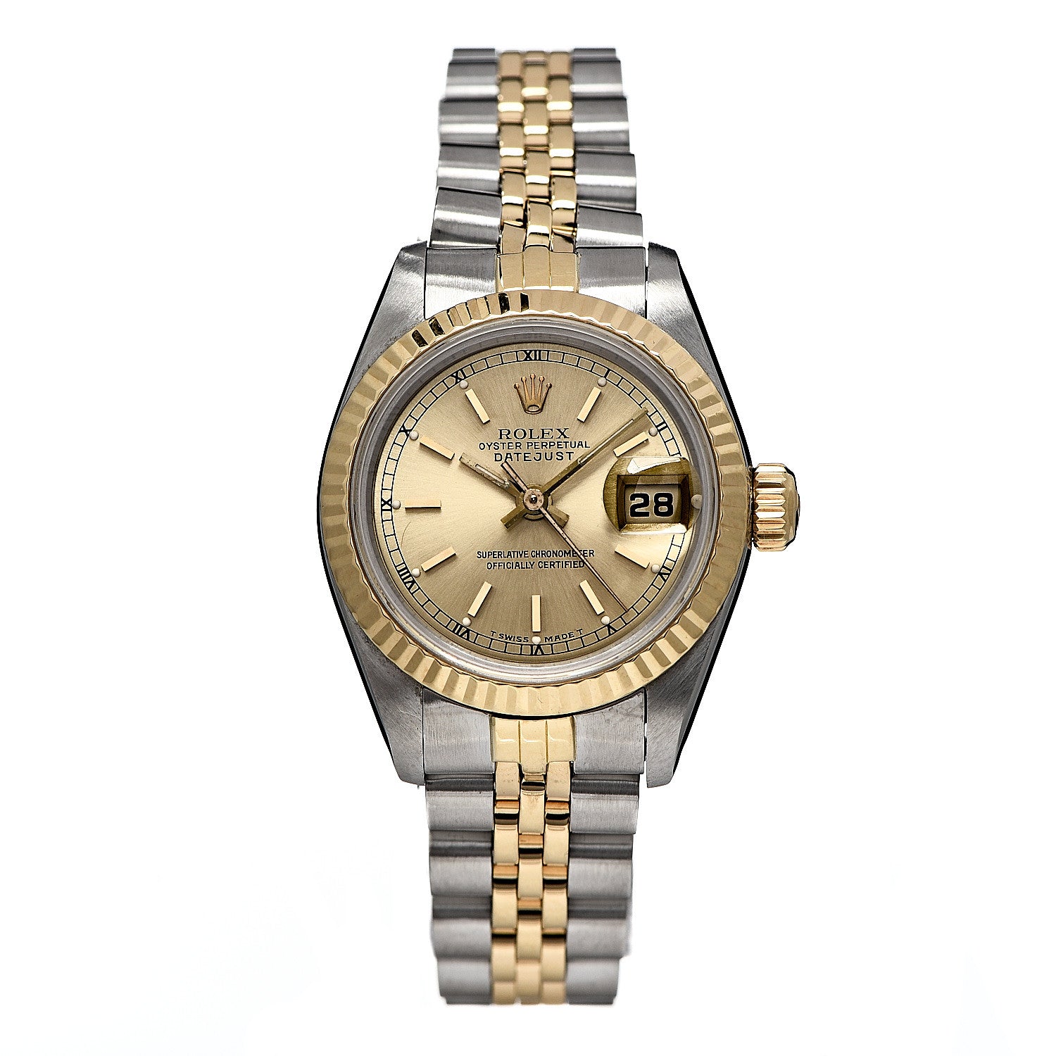 Rolex Stainless Steel 18K Yellow Gold 26mm Oyster Perpetual Datejust Watch Champagne 69173 1 of 6