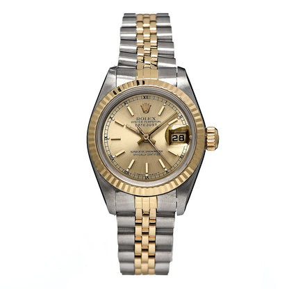 Rolex Stainless Steel 18K Yellow Gold 26mm Oyster Perpetual Datejust Watch Champagne 69173 1 of 6