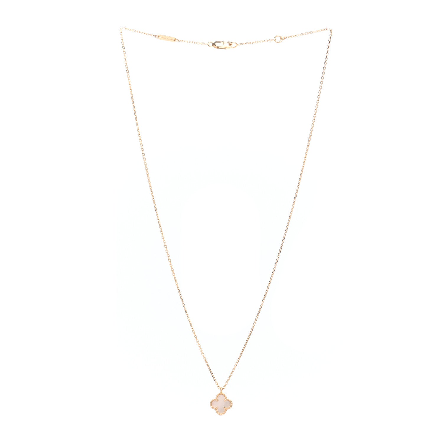 Van Cleef & Arpels 18K Yellow Gold Mother of Pearl Sweet Alhambra Pendant Necklace 3 of 6